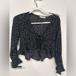 Whitefox - Polka dot tie front blouse